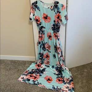 Long Floral Dress Large w/Pockets
